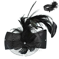 Large Bow Frathered Netted Headpiece