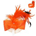 Large Bow Frathered Netted Headpiece