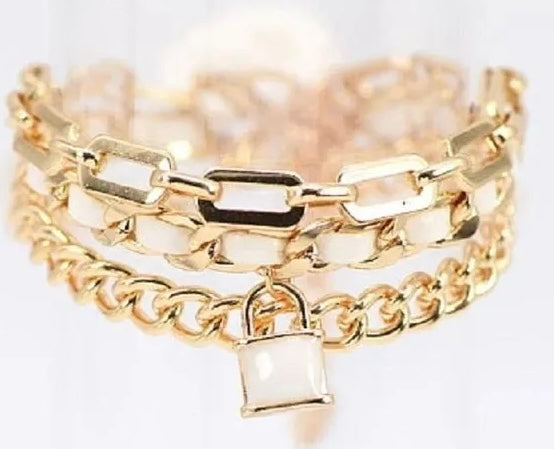 Chain Link Lock Charm Bracelet