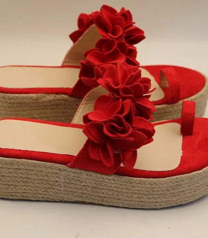 Red Floral Sandals