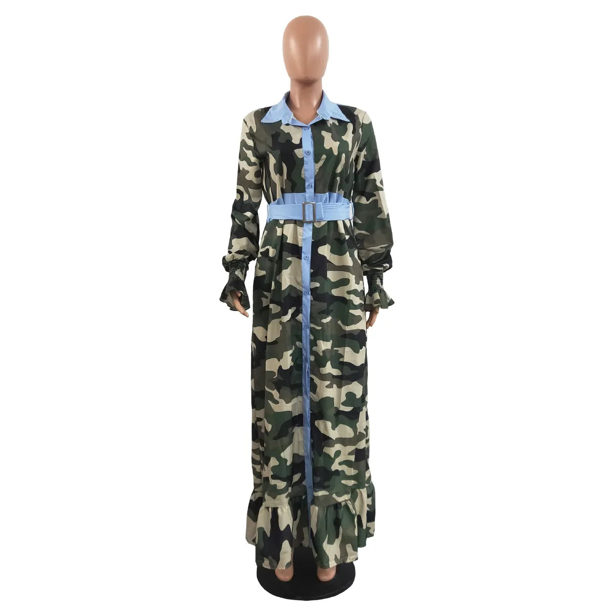 Camouflage Dress with Belt