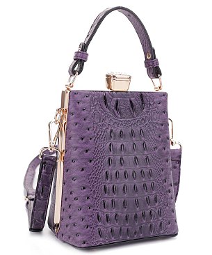 Structured Frame Croc Satchel Bag