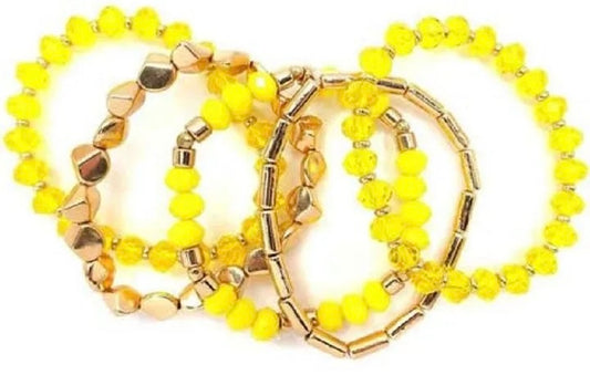 Gold Yellow Stretch Bracelets Beauty Charms