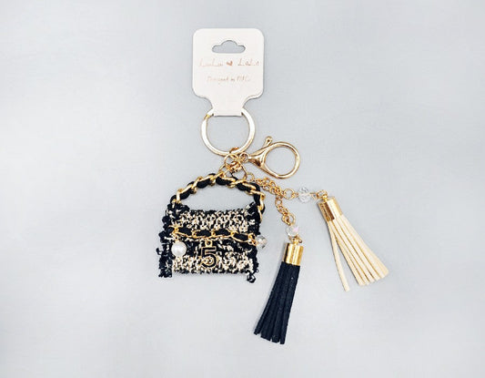 Black White Purse Keychain